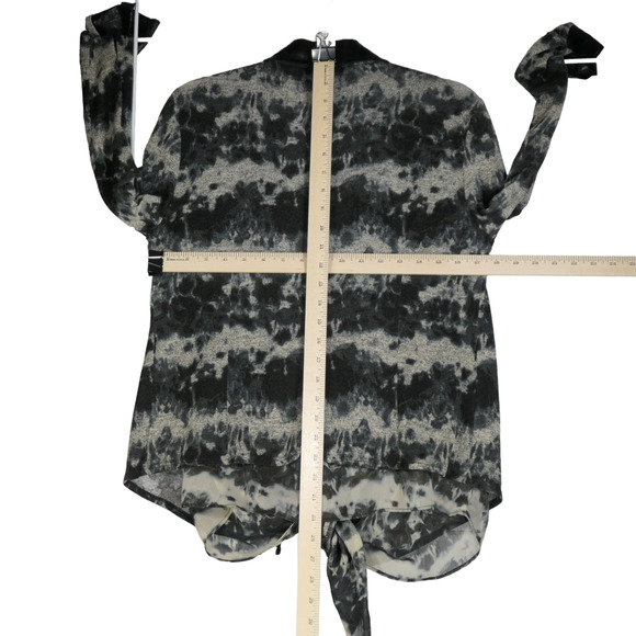 Alberto Makali Gray Cardigan Sweater Women Large Shiny Collar Sheer Knit Chic - Picture 8 of 11